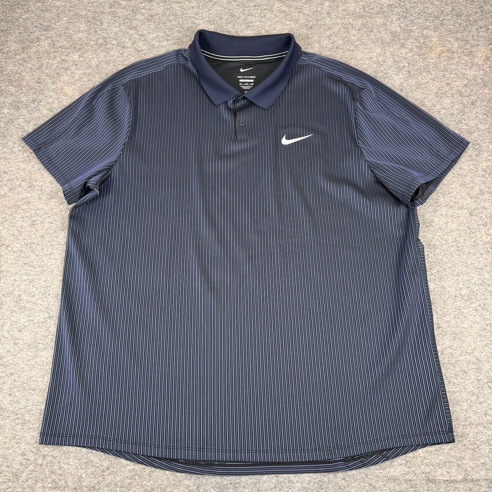 Nike Dri Fit Court ADV Slam Tennis Polo Shirt Slim Fit Blue Mens XXL 2XL